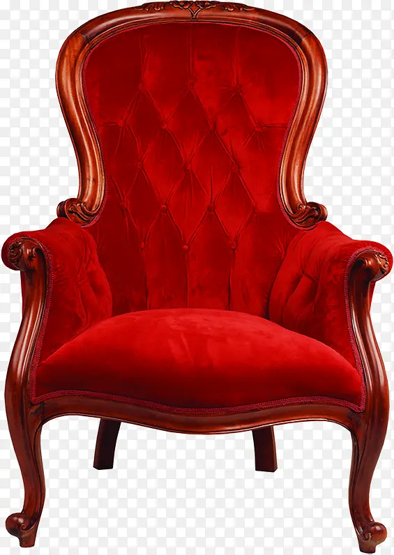 红色绒布欧式单人椅七夕情人节