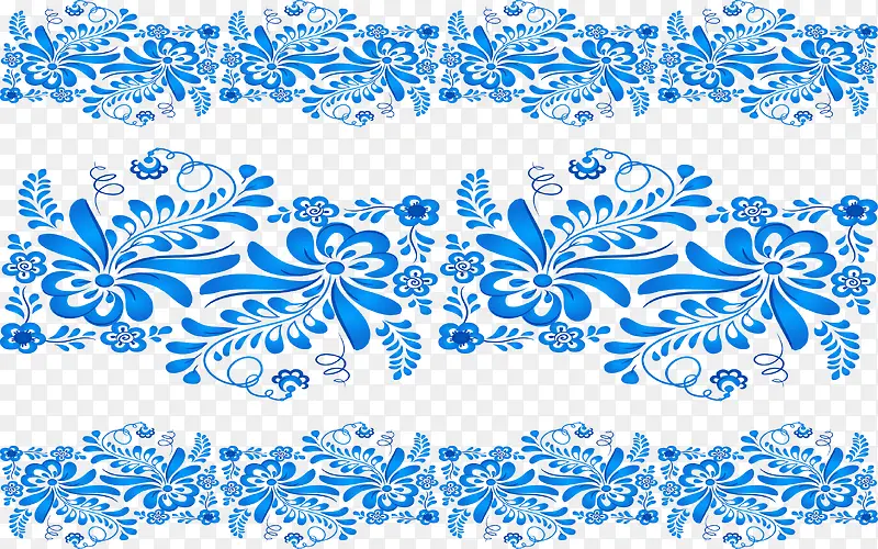 装饰中国风蓝色花纹蕾丝带