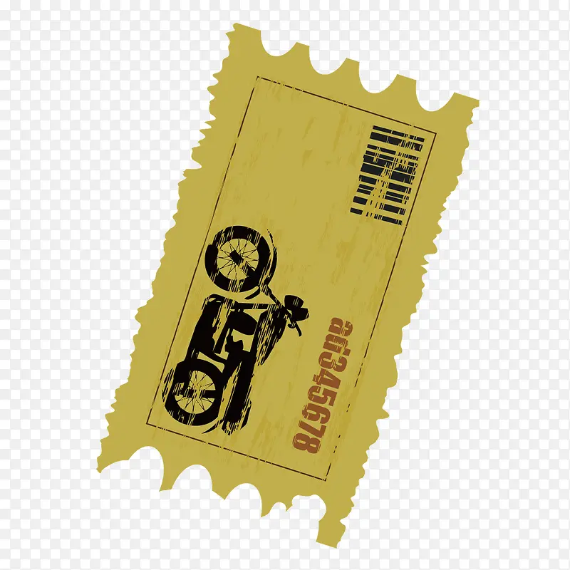 矢量卡通黄色纸质邮票车票门票