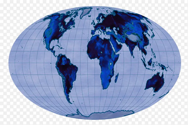 蓝色椭圆形复古世界地图
