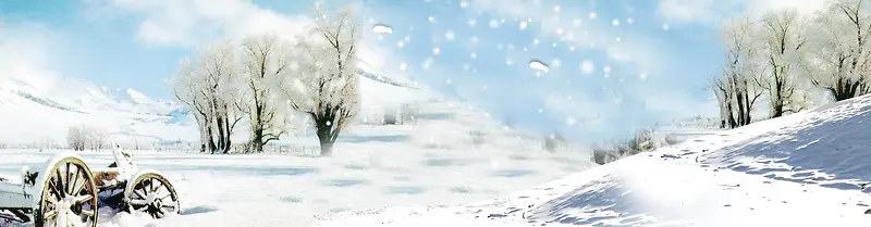 冬季雪景唯美背景banner