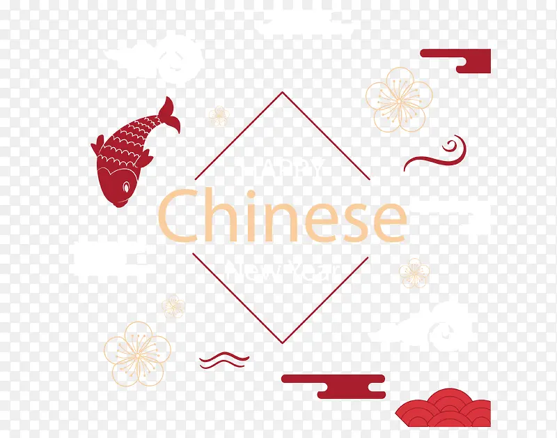 中国风红色边框春节海报