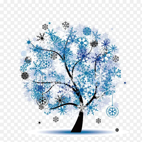 蓝色雪花树