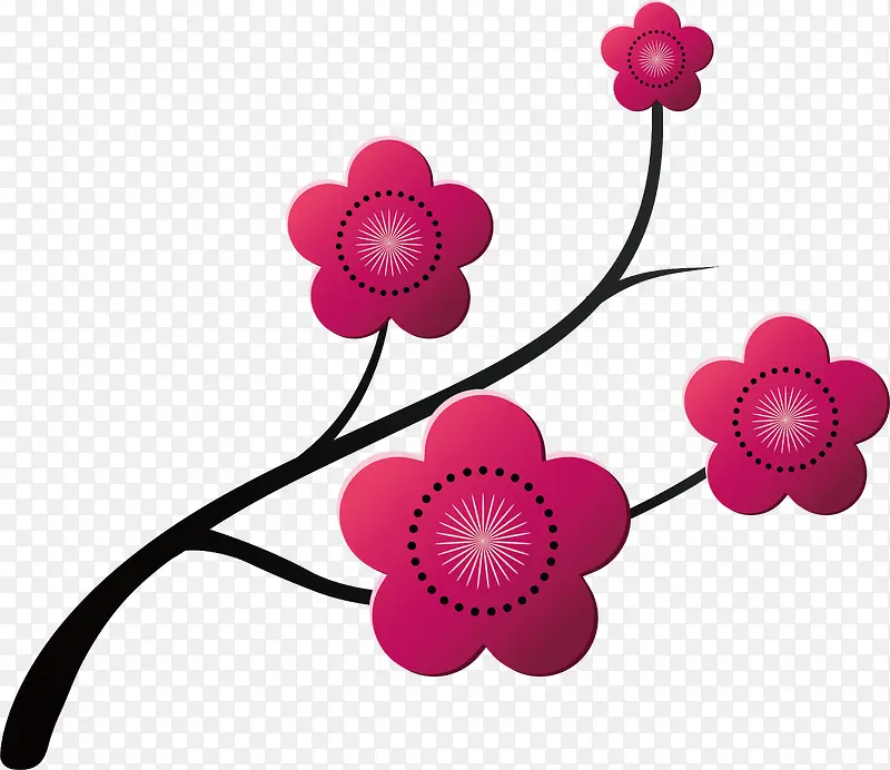 3D立体粉色梅花植物