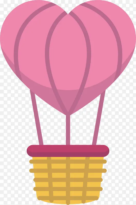 浪漫粉红爱心热气球