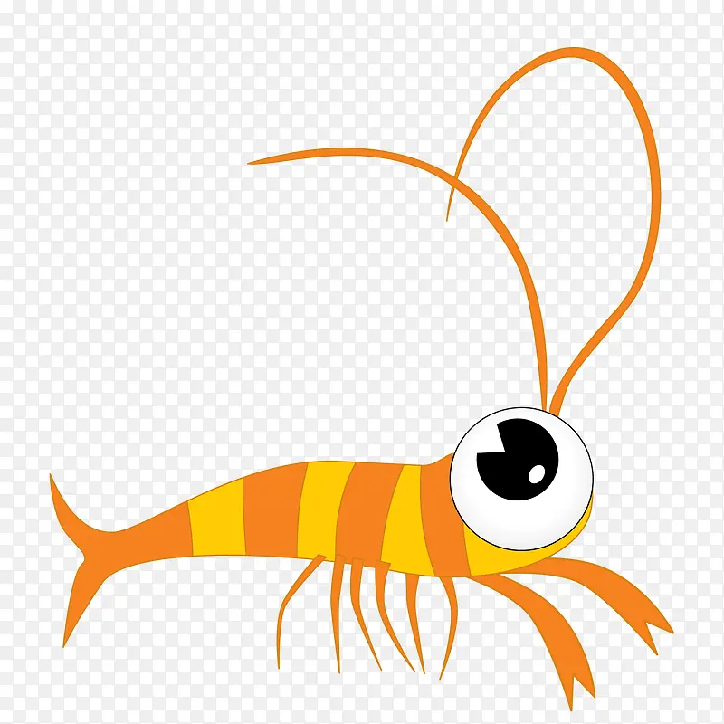 卡通橙色的虾动物设计