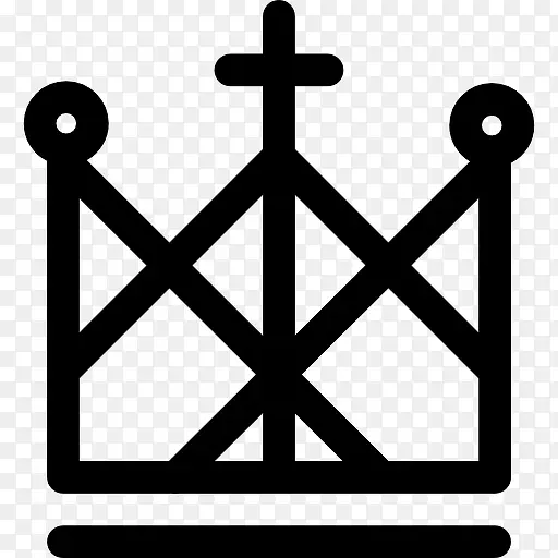 皇冠线条设计与天主教的十字架上图标
