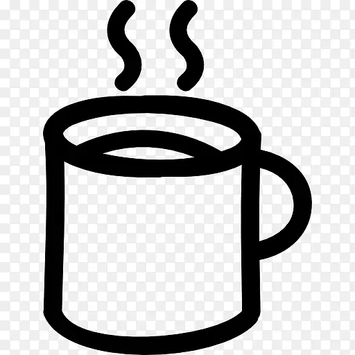 热咖啡杯手绘轮廓图标