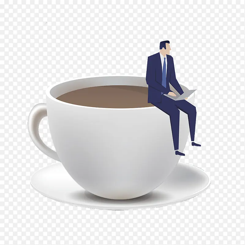 装饰插图喝咖啡的商务男士