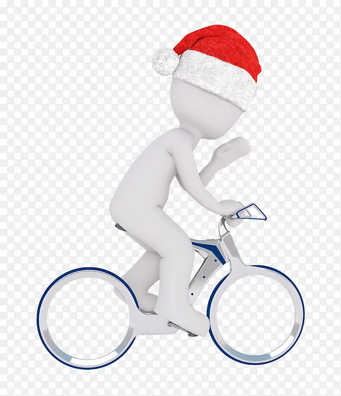 骑自行车的圣诞帽小人