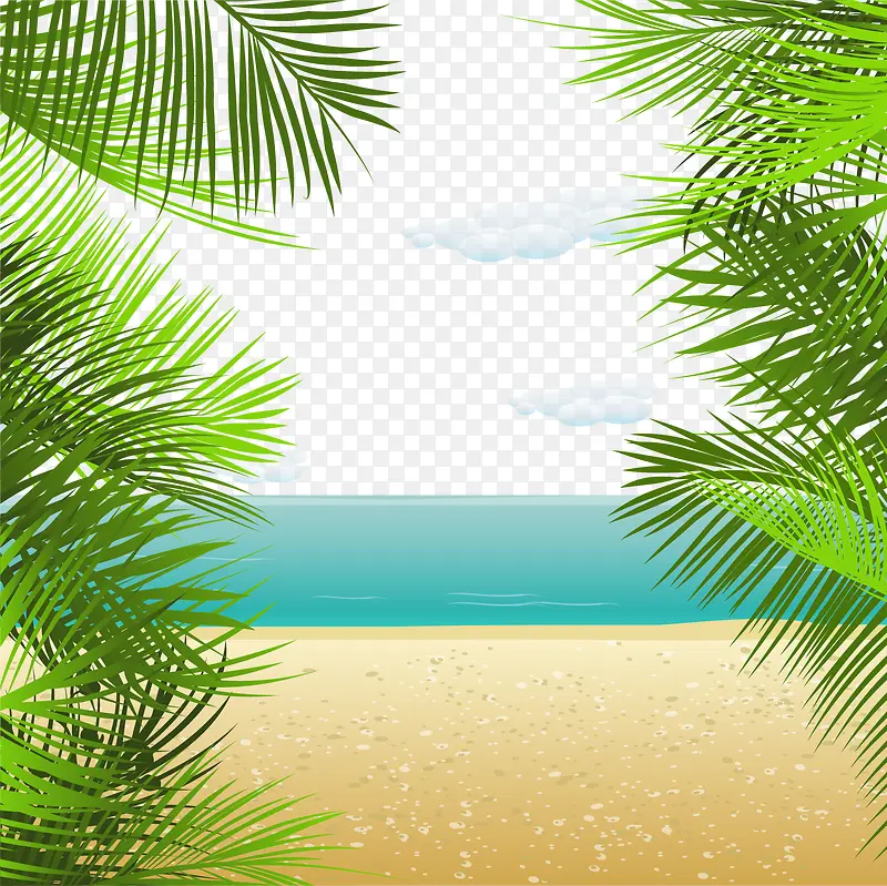 夏日沙滩椰子树背景装饰