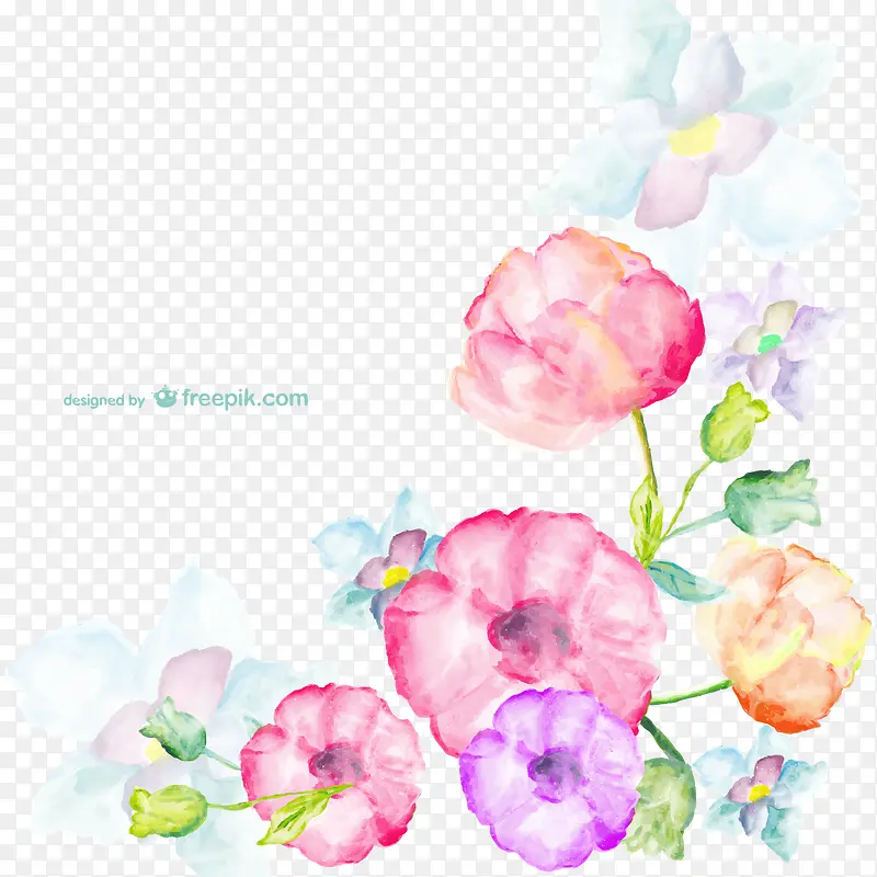 水墨彩色花朵背景图