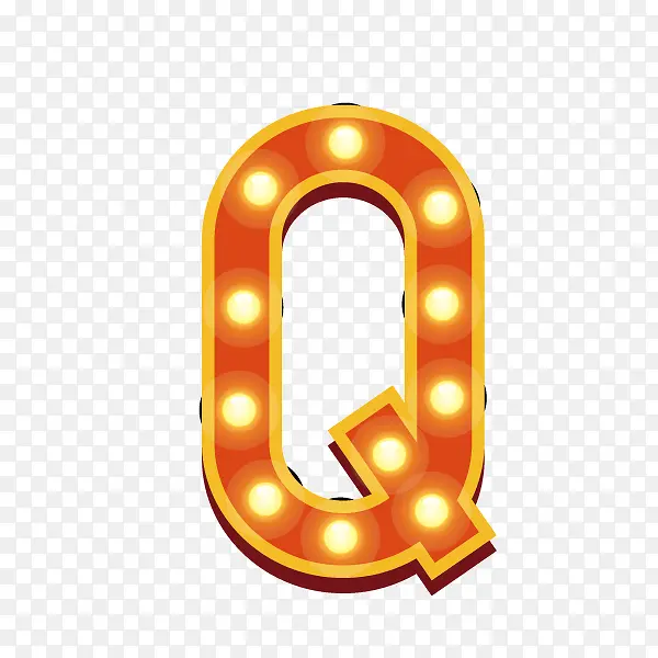 数字字母 字母Q 霓虹灯字体