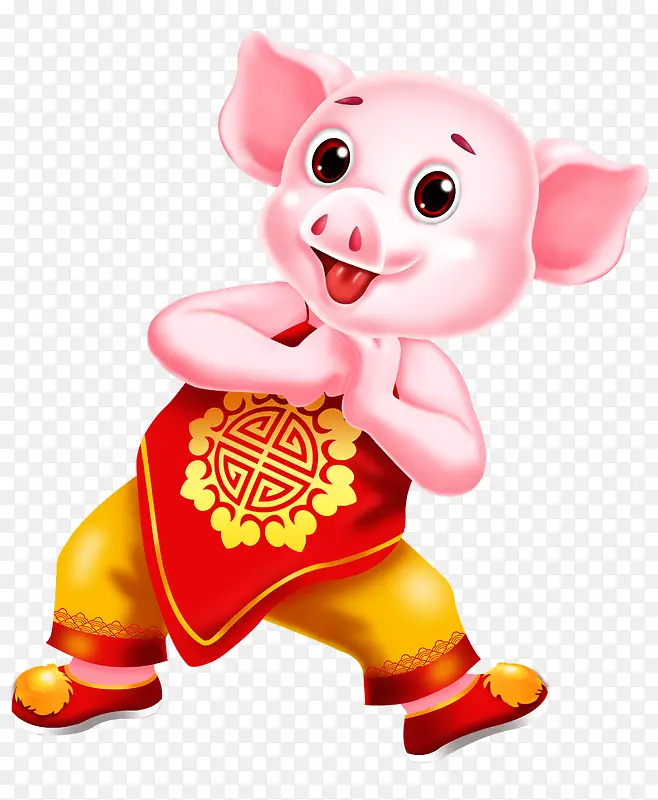 红色喜庆2019猪年新年快乐插画