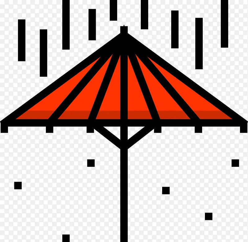 红色中国风雨伞