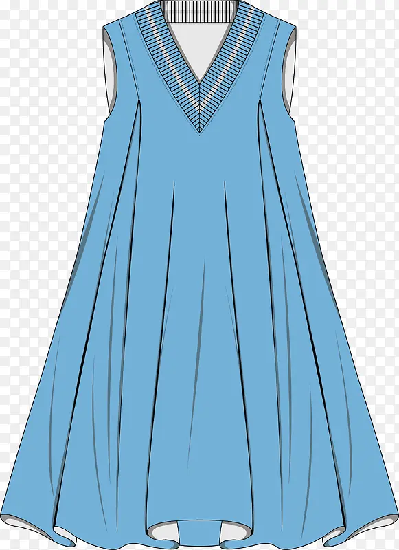 蓝色裙子设计素材图