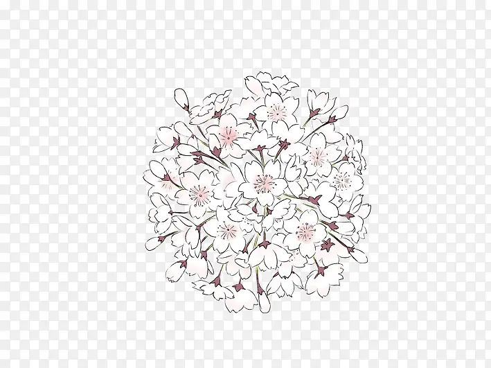 手绘白色花朵花球