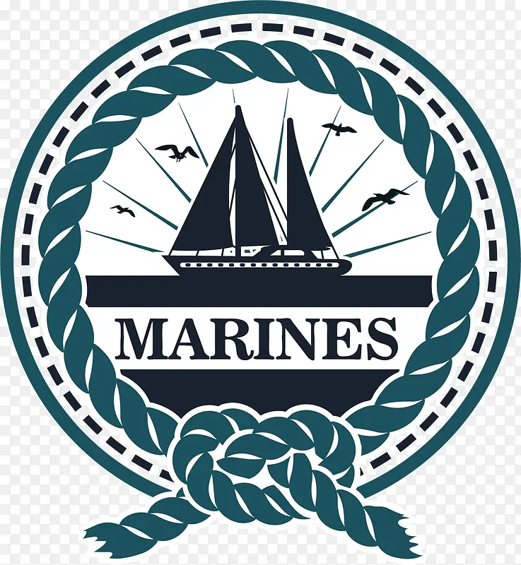 矢量图麻绳海军标志
