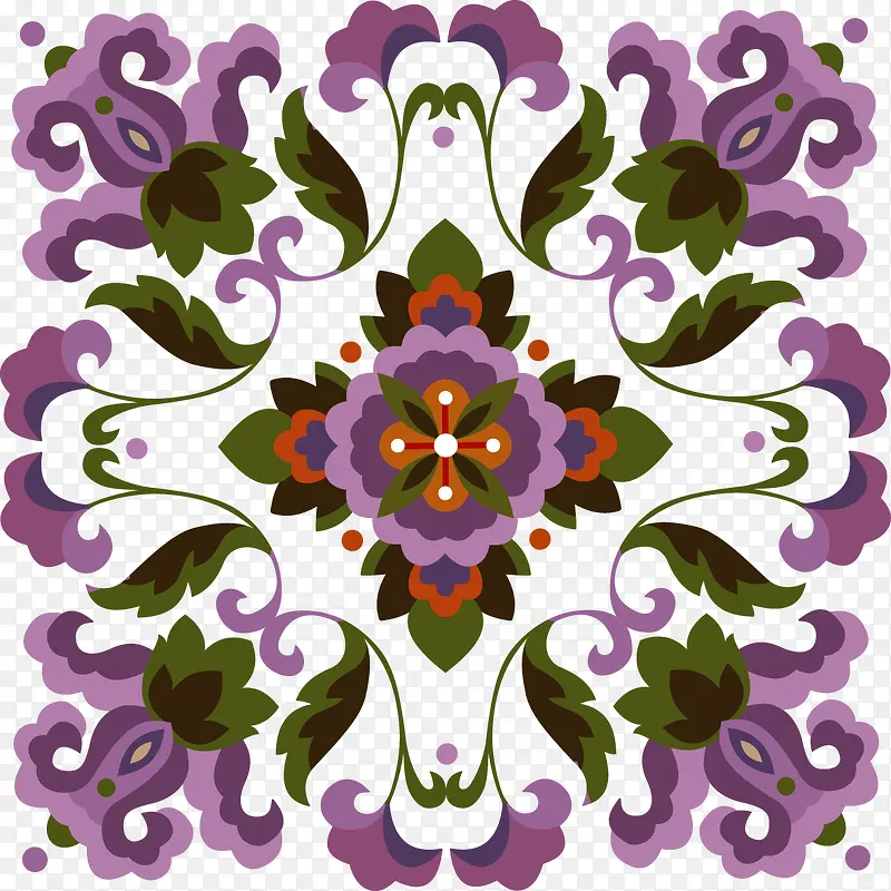 中国古典花纹方形紫色