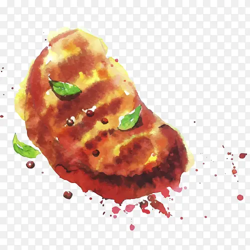 水彩画食物 手绘食物 高热量食