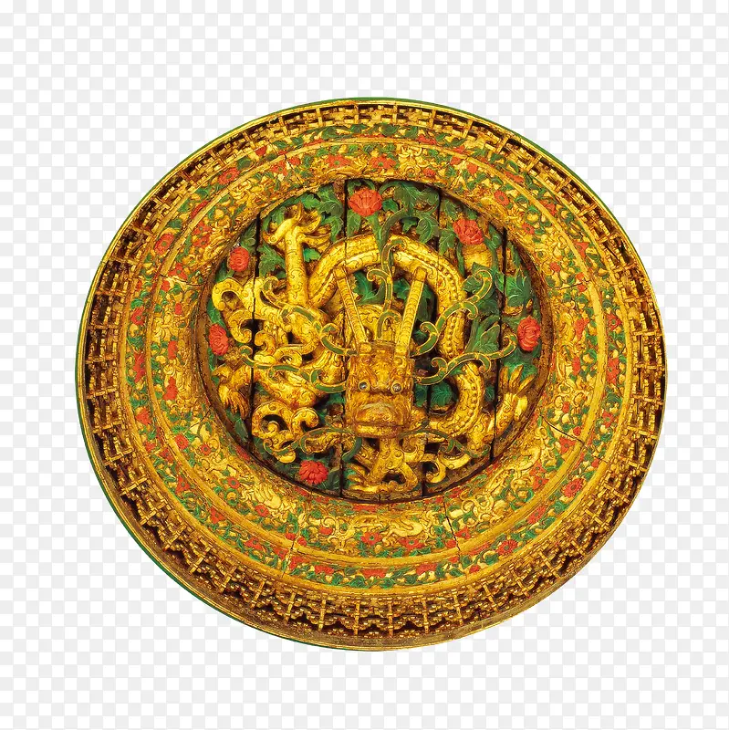 中国风古典圆盘雕刻龙