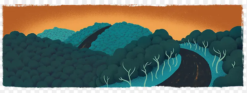 大山森林夕阳背景图案