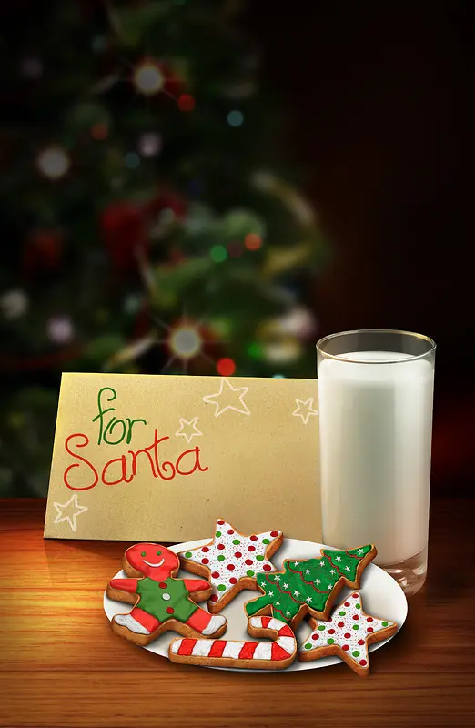 圣诞点心与牛奶