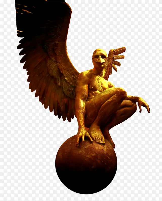 地产广告元素金色人鸟雕像