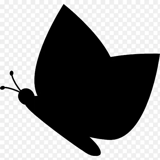 蝴蝶的黑色剪影从侧面图标