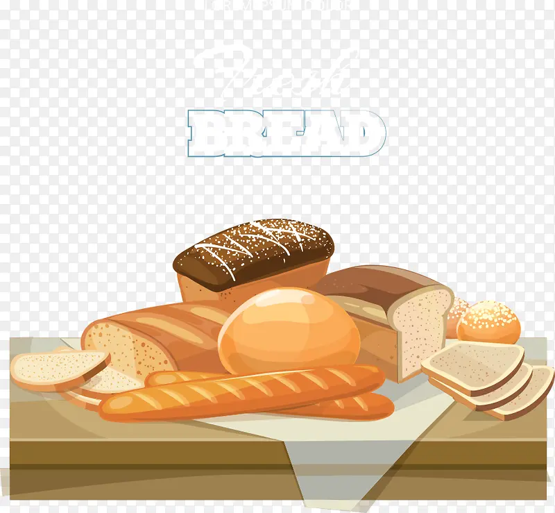 矢量桌子上的面包
