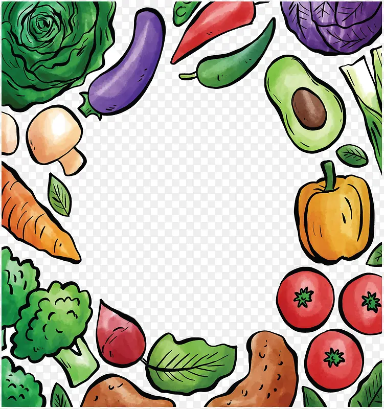 水彩手绘卡通蔬菜