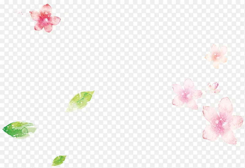 水彩绘粉色花朵树叶装饰背景