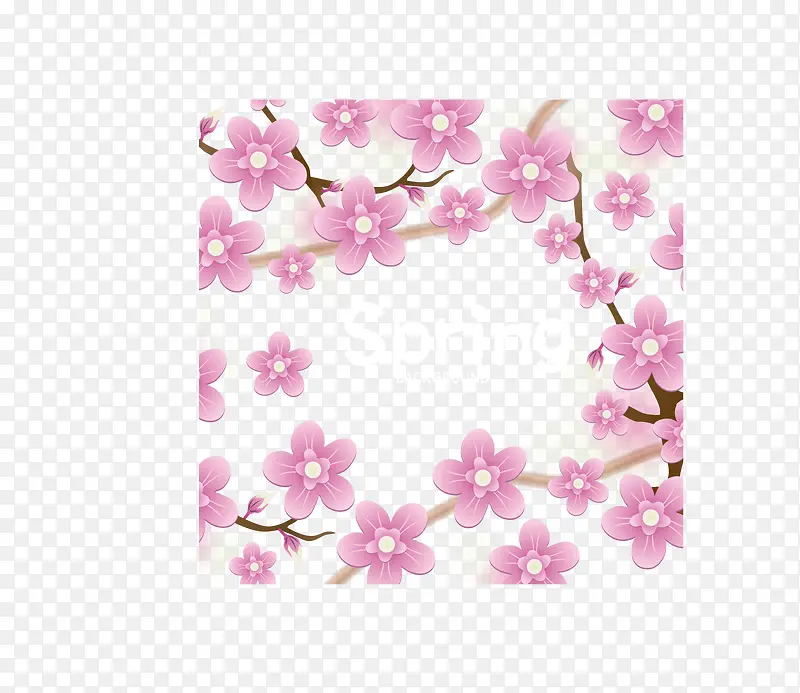 春季浪漫粉色花卉边框