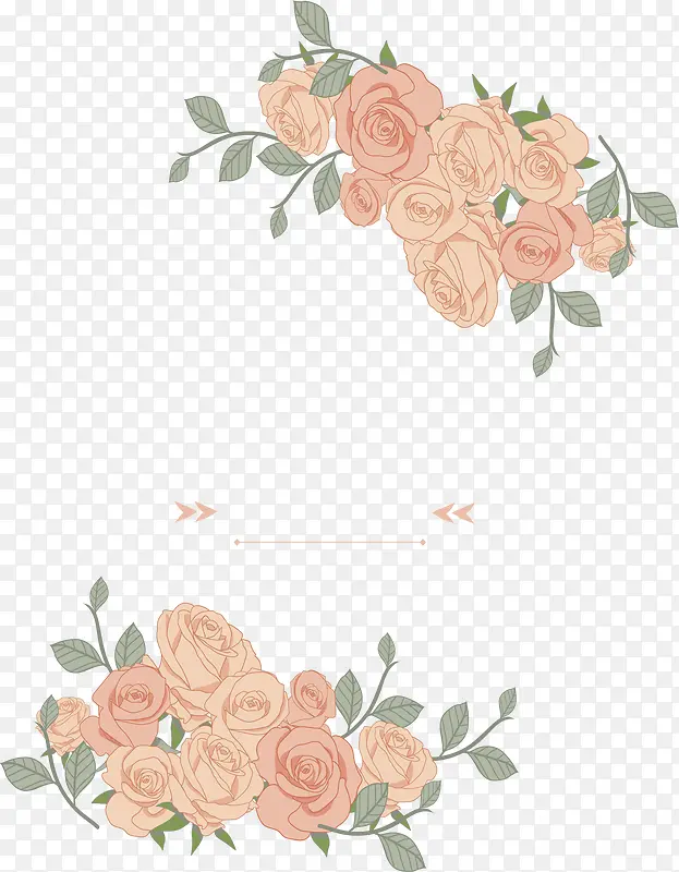 复古粉色玫瑰花边框