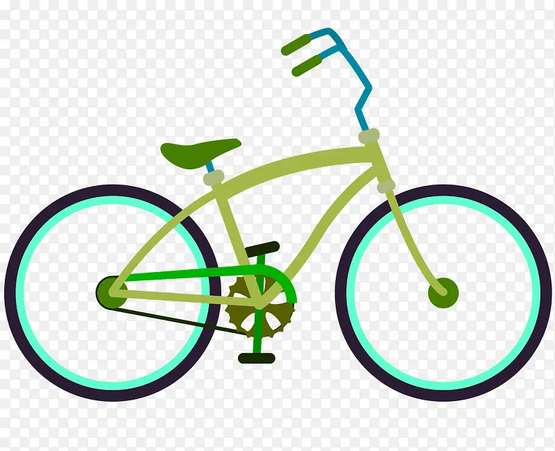 矢量卡通绿色公共自行车