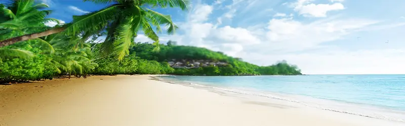 蓝天白云海滩背景