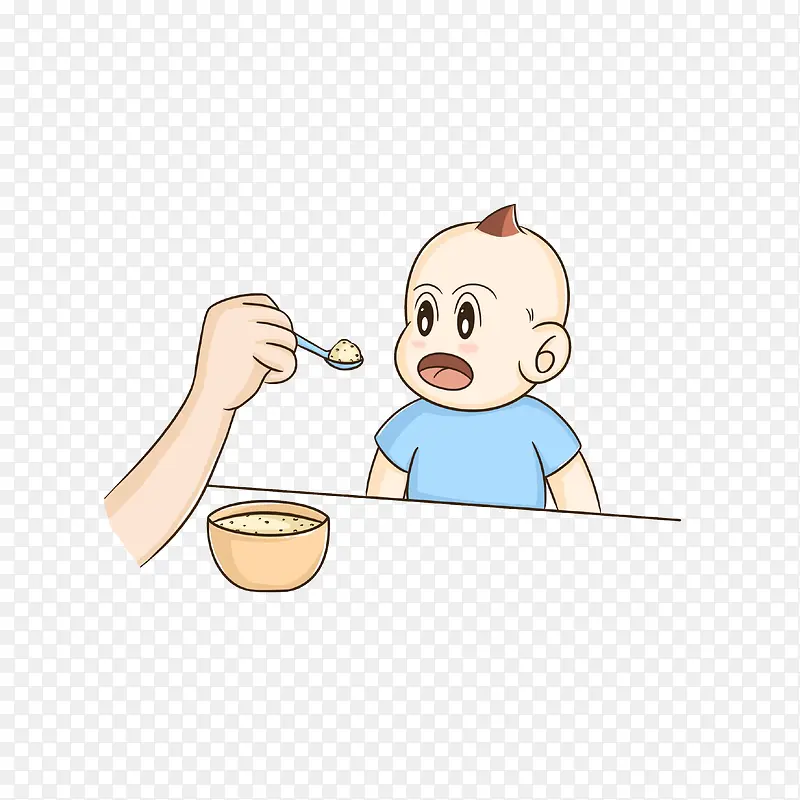卡通妈妈喂宝宝吃饭