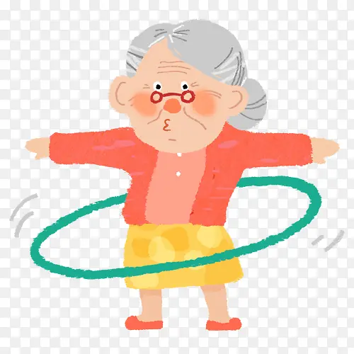 彩色卡通装饰老奶奶锻炼装饰图