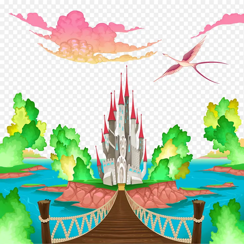 城堡风景插画