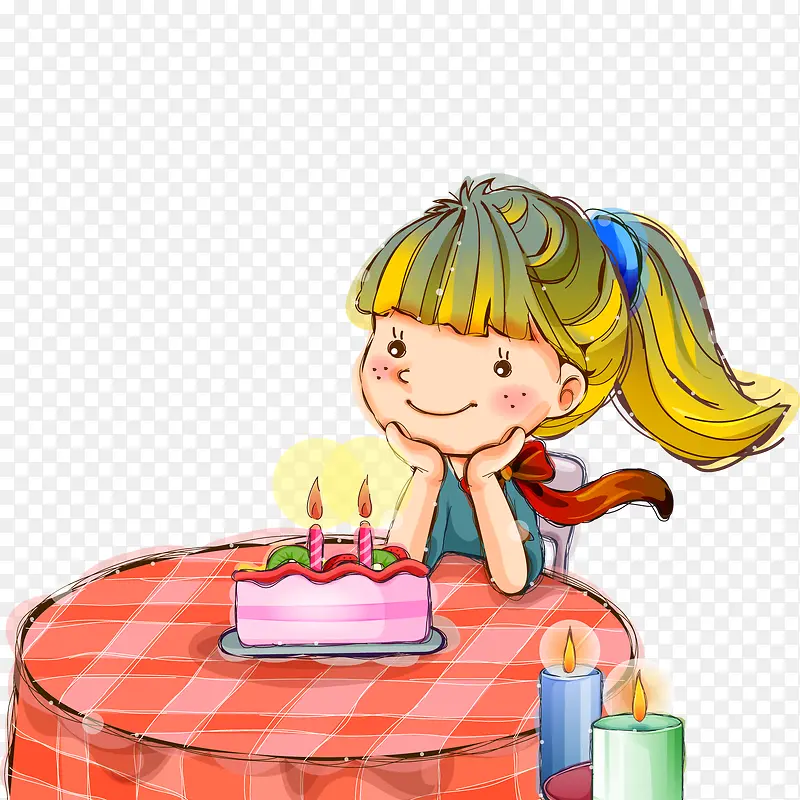 卡通过生日的女孩设计