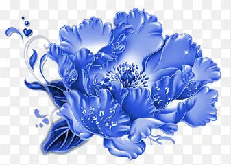 蓝色水晶牡丹花花朵