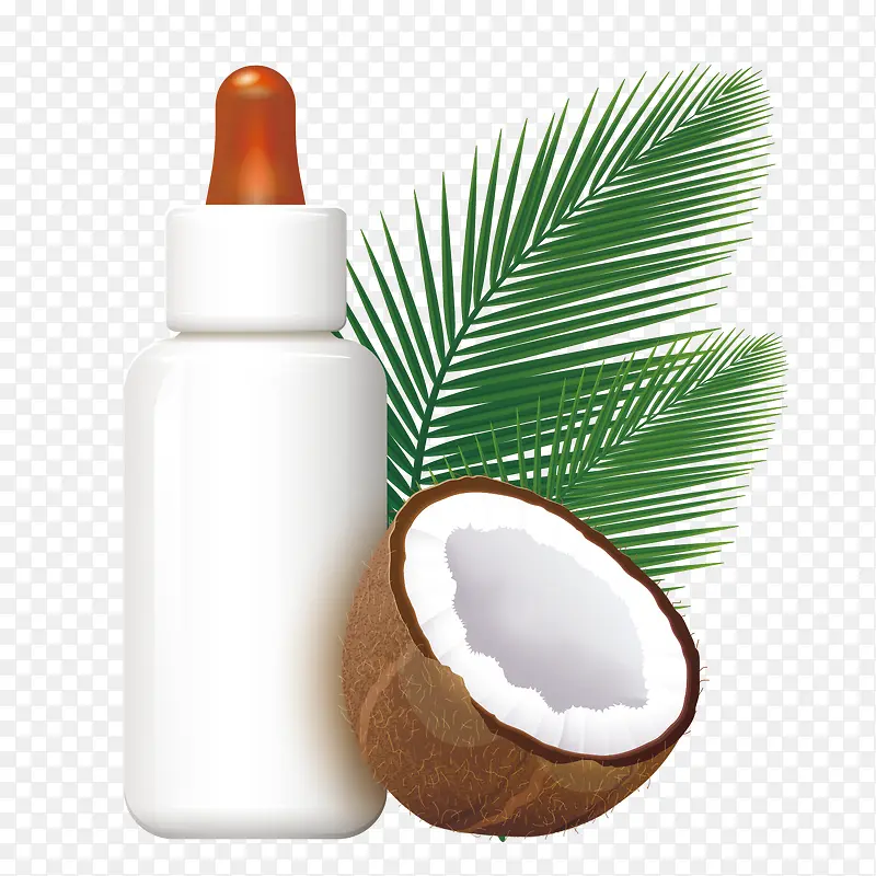矢量奶瓶和椰子