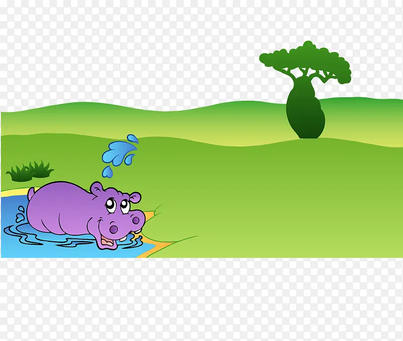 卡通一片绿色菜地野猪