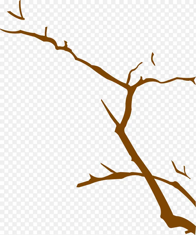 棕色手绘漫画树枝装饰