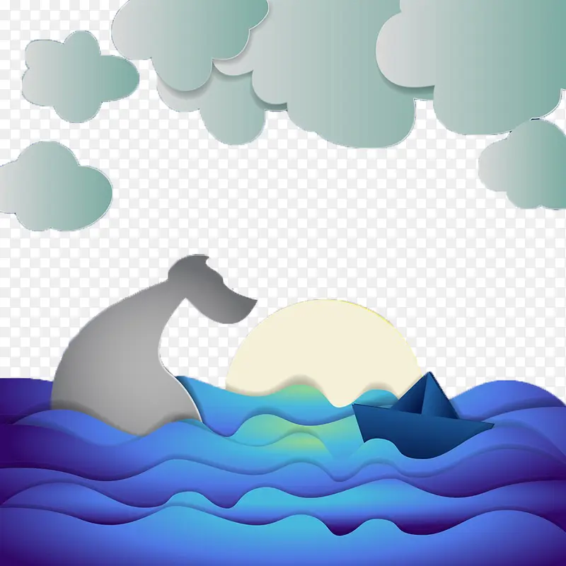 剪纸大海