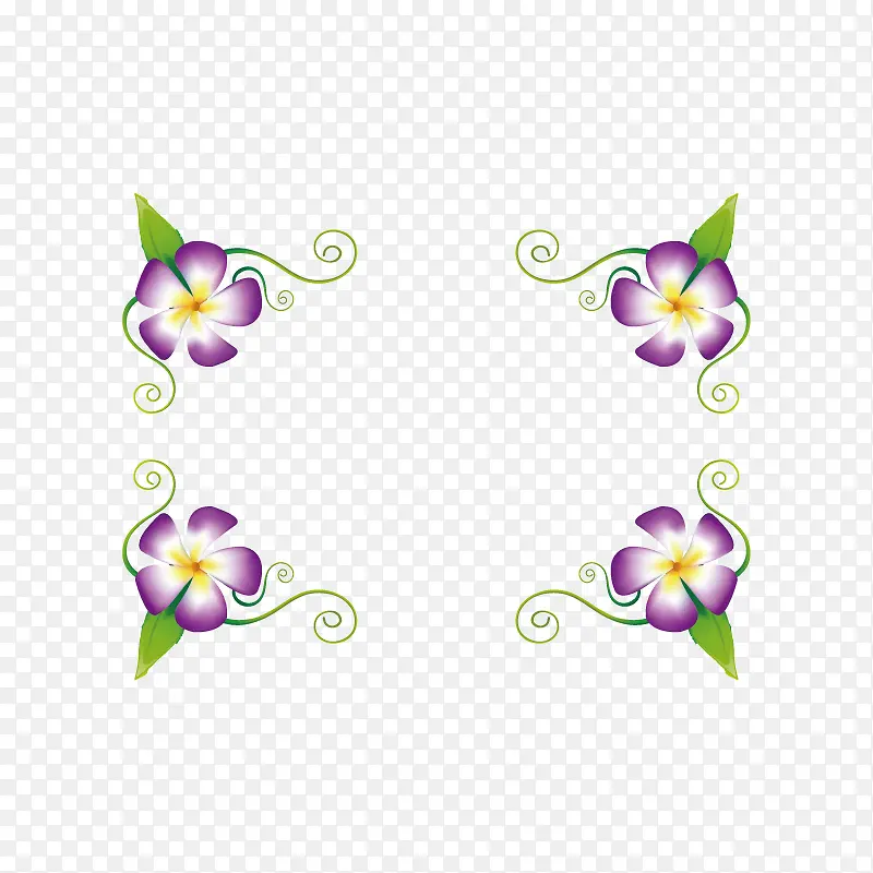 紫色花卉边角装饰
