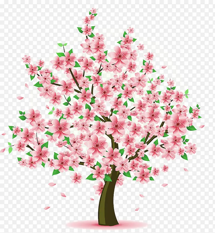 春季粉色桃花装饰图案