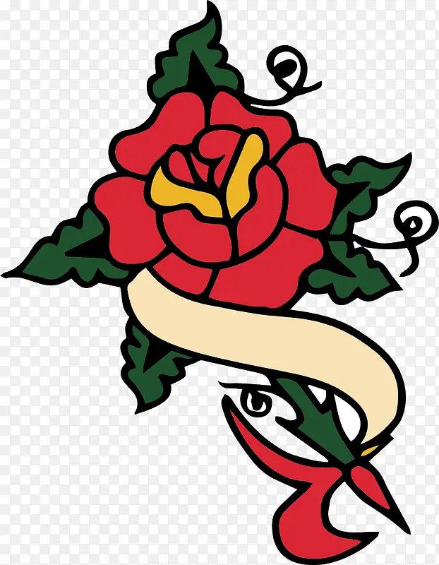 红色玫瑰纹身图