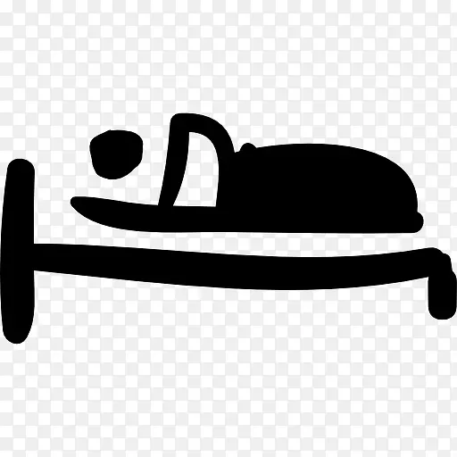 人睡在床上的手绘酒店标志图标
