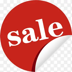 sale红色圆形卷边标签